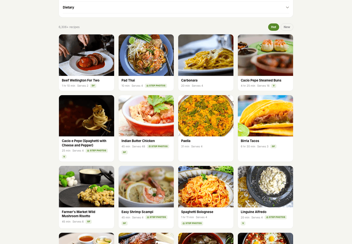 Dash of Chef recipe library: 6,306+ shoppable recipes